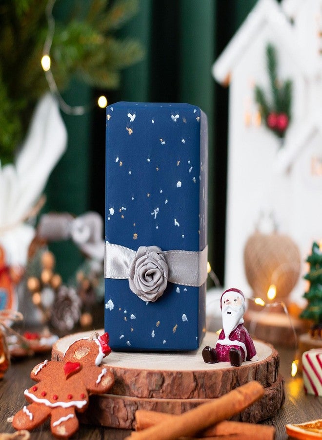 MAYPLUSS Thick Wrapping Paper Roll - 17Inch x 16.5Feet - Masculine Black Gold Shiny Flakes on Matte Dark Navy Blue Heavy Gift Wrap Paper w/Silky Touch for Father's Day, Birthday, Holiday, Christmas - Image 5
